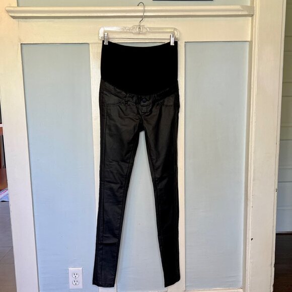 Mama Licious Faux Leather Skinny Maternity Pants - Picture 1 of 4
